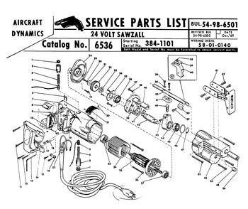Fig-0 Diagram and Parts List for 6536 384-1101 Milwaukee Saw