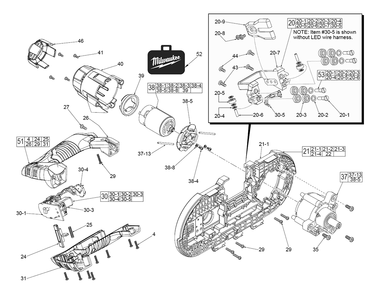 Fig-0 Diagram and Parts List for 2429-20 E25B Milwaukee Band Saw