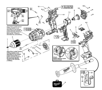 Fig-0 Diagram and Parts List for 2604-059 F17A Milwaukee Hammer Drill