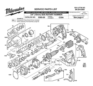 Part Location Diagram of 44-76-5385 Milwaukee Strain Relief/5385-20