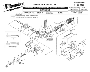 Fig-0 Diagram and Parts List for 6101 878E Milwaukee Sander Polisher