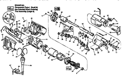 Unit Parts Diagram and Parts List for 6527 TYPE D Milwaukee Reciprocating Saw