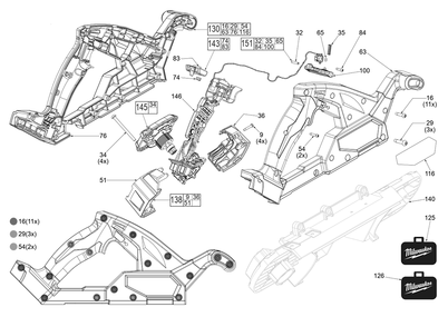 Fig-1 Diagram and Parts List for 2829S-20 L23A Milwaukee Band Saw