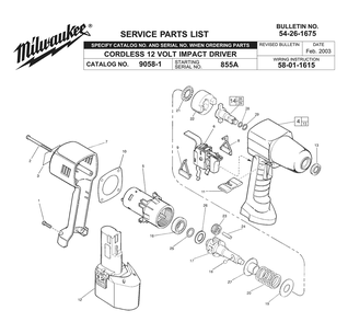 Fig-0 Diagram and Parts List for 9058-1 855A Milwaukee Impact Driver