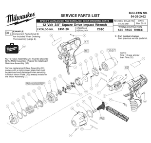 Fig-0 Diagram and Parts List for 2451-22 C08C Milwaukee Impact Driver