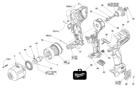 Fig-0 Diagram and Parts List for 2860-20 H61A Milwaukee Impact Driver