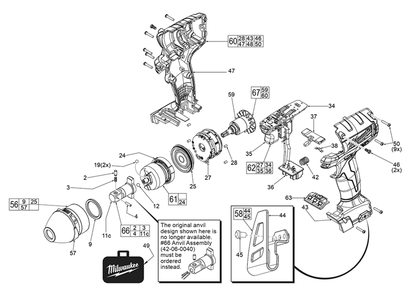 Fig-0 Diagram and Parts List for 2655-059 F22D Milwaukee Impact Driver