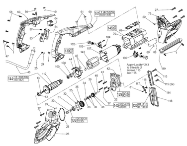 Part Location Diagram of 23-94-0445 Milwaukee Leadwire Assembly