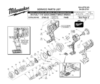 Fig-0 Diagram and Parts List for 2765-22 F44B Milwaukee Impact Driver
