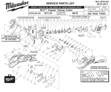 Fig-0 Diagram and Parts List for 2471-21 B61B Milwaukee Nibbler & Shears