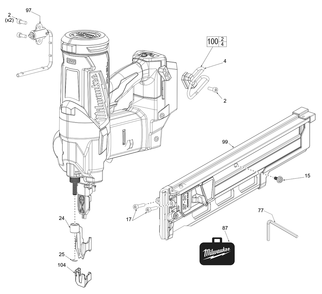 Fig-0 Diagram and Parts List for 2745-20 K83A Milwaukee Nailer