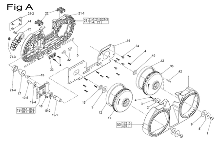 Fig-1 Diagram and Parts List for 2429-20 E25B Milwaukee Band Saw