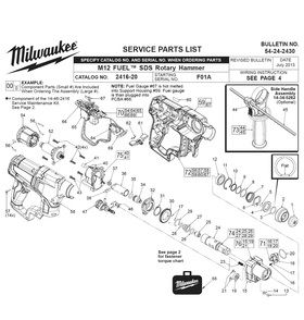 Fig-0 Diagram and Parts List for 2416-22XC F01A Milwaukee Hammer Drill