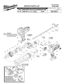 Fig-0 Diagram and Parts List for 2640-20 D15A Milwaukee Caulking Gun