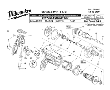 Fig-0 Diagram and Parts List for 6742-20 146F Milwaukee Electric Drill