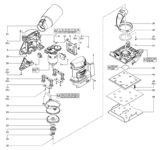 Fig-0 Diagram and Parts List for 2649-20 M61A Milwaukee Orbital or Palm Sander