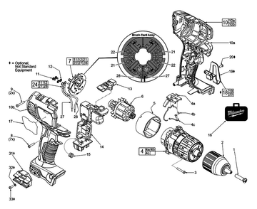 Fig-0 Diagram and Parts List for 2607-059 F62B Milwaukee Hammer Drill