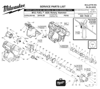 Fig-0 Diagram and Parts List for 2416-20 F01A Milwaukee Hammer Drill