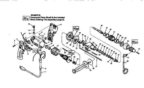Unit Parts Diagram and Parts List for 5392-1 TYPE E Milwaukee Hammer