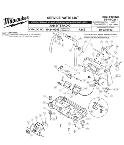 Fig-0 Diagram and Parts List for 49-24-0285 A81B Milwaukee Radio