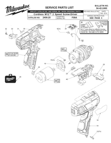 Fig-0 Diagram and Parts List for 2406-20 F09A Milwaukee Electric Drill
