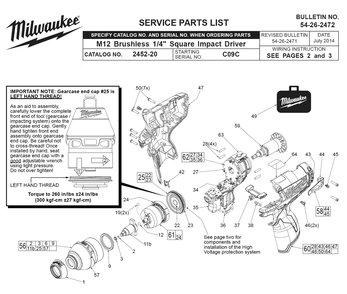 Fig-0 Diagram and Parts List for 2452-20 C09C Milwaukee Impact Driver