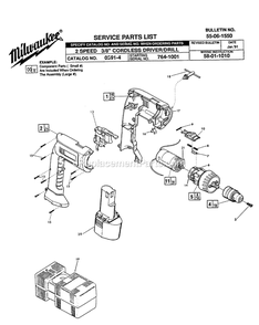 Page A Diagram and Parts List for 0391-4 764-1001 Milwaukee Cordless Drill