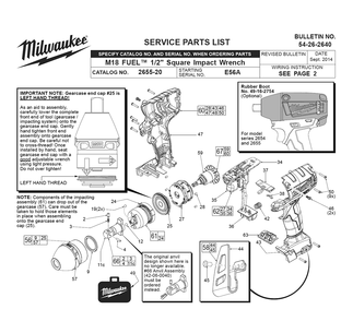 Fig-0 Diagram and Parts List for 2655-20 E56A Milwaukee Impact Driver