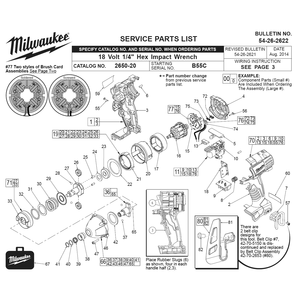 Fig-0 Diagram and Parts List for 2650-21 B55C Milwaukee Impact Driver