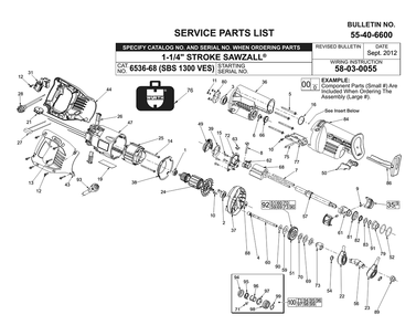 Fig-0 Diagram and Parts List for 6536-68 SBS 1300 VES Milwaukee Saw