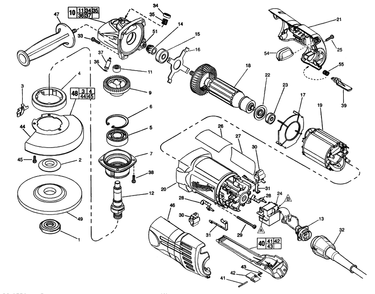 Fig-0 Diagram and Parts List for 6155-50 949A Milwaukee Angle Grinder