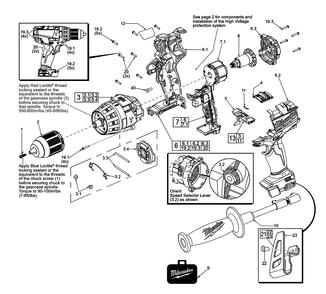 Fig-0 Diagram and Parts List for 2604-059 F17C Milwaukee Hammer Drill