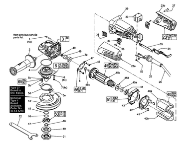 Fig-0 Diagram and Parts List for 6149-59A D11D Milwaukee Angle Grinder