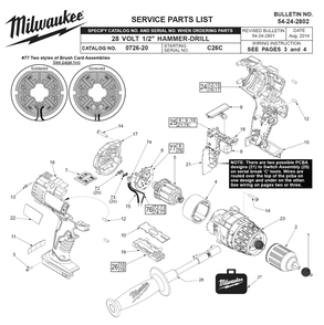 Fig-0 Diagram and Parts List for 0726-22 C26C Milwaukee Cordless Drill