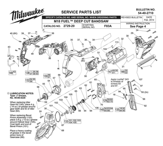 Fig-0 Diagram and Parts List for 2729-20 F83A Milwaukee Band Saw