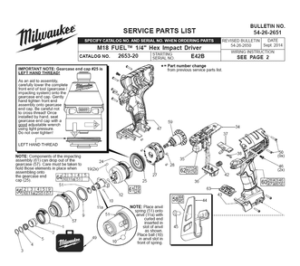 Fig-0 Diagram and Parts List for 2653-22CT E42B Milwaukee Impact Driver