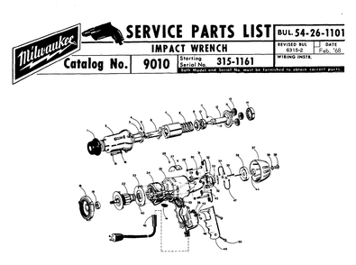 Fig-0 Diagram and Parts List for 9010 315-1161 Milwaukee Impact Driver