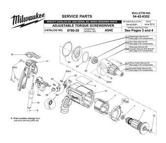 Fig-0 Diagram and Parts List for 6780-20 A54C Milwaukee Electric Drill
