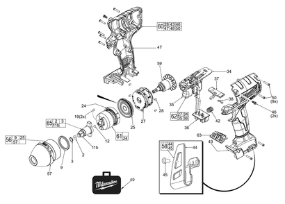 Fig-0 Diagram and Parts List for 2654-059 F21B Milwaukee Impact Driver