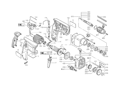 1/2-Inch Hammer-Drill Diagram and Parts List for 5378-21 897A Milwaukee Hammer Drill
