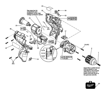 Fig-0 Diagram and Parts List for 2403-059 F16C Milwaukee Cordless Drill
