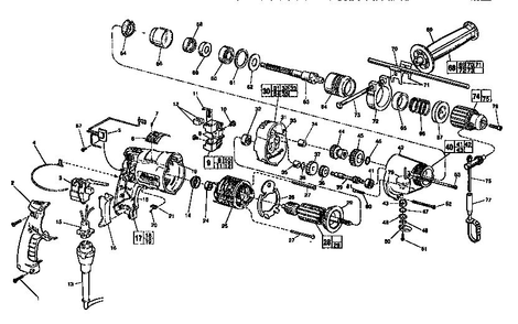 Unit Parts Diagram and Parts List for 5370-1 TYPE H Milwaukee Hammer