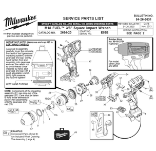 Fig-0 Diagram and Parts List for 2654-20 E55B Milwaukee Impact Driver