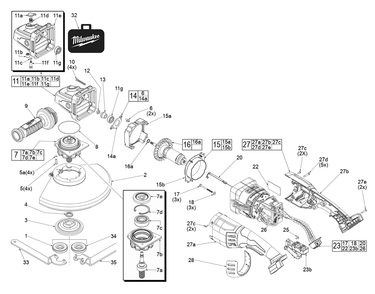 Fig-0 Diagram and Parts List for 2785-20 J59A Milwaukee Angle Grinder
