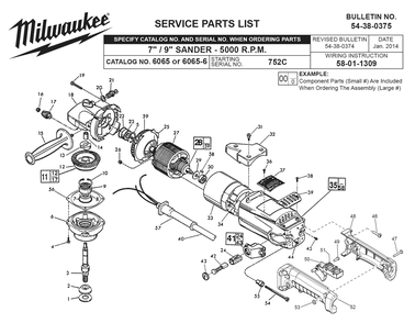 Fig-0 Diagram and Parts List for 6065 752C Milwaukee Sander Polisher