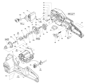 Fig-1 Diagram and Parts List for 2727-20 J36A Milwaukee Chainsaw