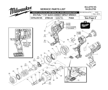 Fig-0 Diagram and Parts List for 2765-22 F44A Milwaukee Impact Driver