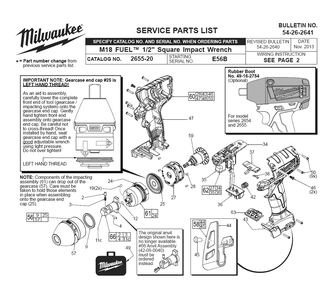 Fig-0 Diagram and Parts List for 2655-22 E56B Milwaukee Impact Driver