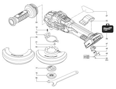 Fig-0 Diagram and Parts List for 2883-20 L69A Milwaukee Angle Grinder