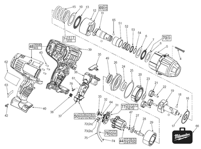 Fig-0 Diagram and Parts List for 2665-20 B82B Milwaukee Impact Driver